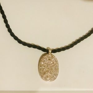 New Sterling Silver Pave Pendant Necklace